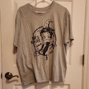 Gray Graphic T-Shirt with Cartoon Print